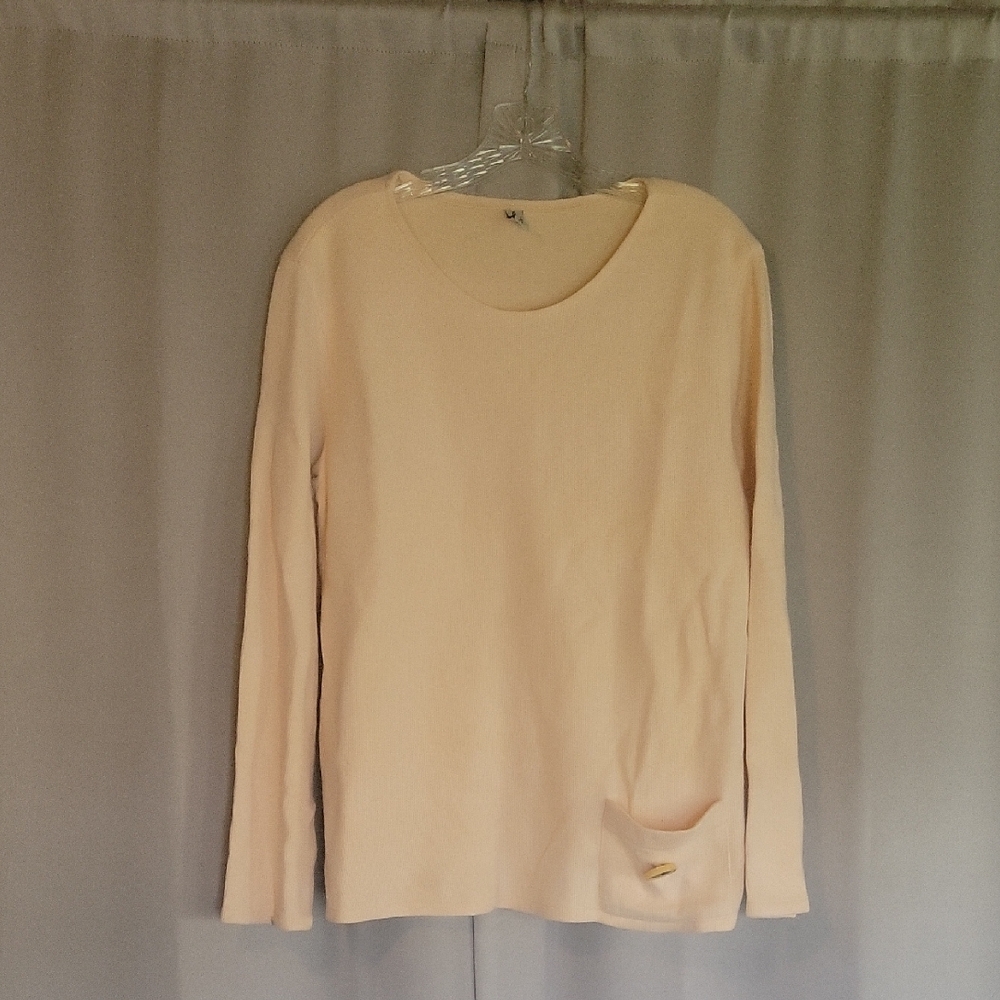 Chic Cream Long Sleeve Women's Top